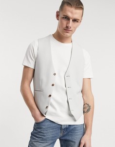 Супероблегающий жилет холодного серого цвета ASOS DESIGN wedding-Серый