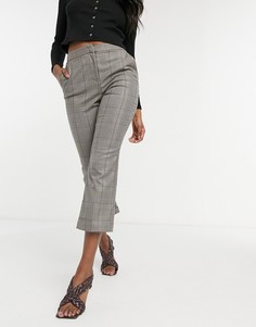 Коричневые расклешенные брюки в клетку New Look-Коричневый цвет Topshop