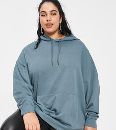 Худи бойфренда в стиле oversized из органического хлопка темно-серого цвета ASOS DESIGN Curve-Серый