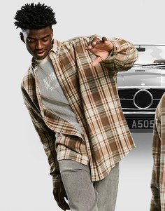 Оversized-рубашка в крупную коричнево-оранжевую клетку в стиле 90s-х ASOS DESIGN-Коричневый цвет
