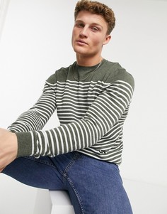 Вязаный джемпер цвета хаки в полоску ASOS DESIGN-Зеленый цвет