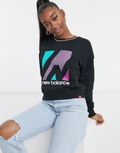 Черный свитшот с принтом New Balance-Черный цвет