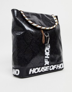 Черный рюкзак с принтом змеиной кожи House of Holland-Черный цвет