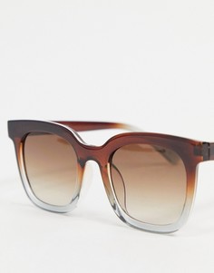 Квадратные солнцезащитные очки в оправе со стразами ASOS DESIGN-Коричневый цвет