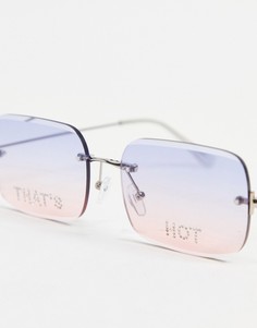 Розовые квадратные солнцезащитные очки в стиле 90-х без оправы с отделкой стразами ASOS DESIGN-Розовый цвет