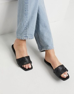 Черные плетеные сандалии на плоской подошве ASOS DESIGN Forty-Черный цвет