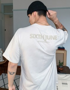 Бежевая базовая футболка с логотипом Sixth June-Бежевый