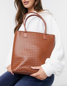 Плетеная сумка-тоут коричневого цвета Truffle Collection-Светло-коричневый