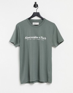 Зеленая футболка с логотипом Abercrombie & Fitch Elevated Tech-Зеленый цвет