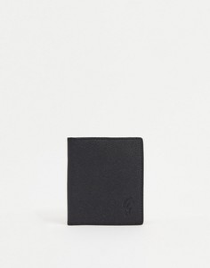Кредитница из кожи с зернистым эффектом и принтом Gianni Feraud-Черный цвет