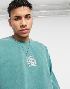 Зеленый свитшот в университетском стиле Topman-Зеленый цвет