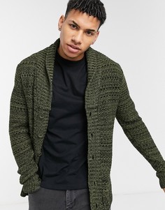 Вязаный кардиган цвета хаки с пуговицами ASOS DESIGN-Темно-синий