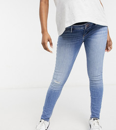 Голубые зауженные джинсы с посадкой над животом River Island Maternity Molly-Голубой