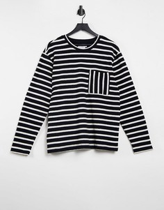 Черный свитшот свободного кроя с карманом Topman-Черный цвет