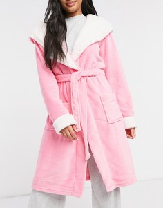 Розовый пушистый халат Chelsea Peers-Розовый цвет