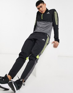 Спортивные штаны черного и желтого цветов adidas Running-Черный цвет