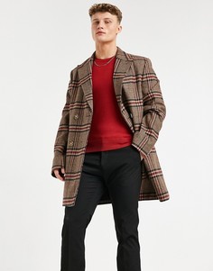 Пальто в крупную клетку Moss London-Многоцветный
