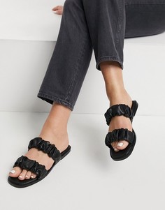 Черные сандалии с оборками ASOS DESIGN Fanned-Черный цвет