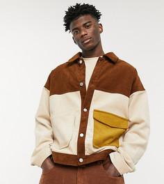 Вельветовая куртка в стиле колор блок Reclaimed vintage Inspired-Коричневый цвет