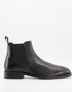 Черные кожаные ботинки челси Moss London-Черный цвет