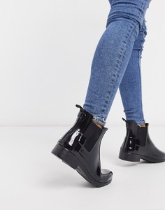 Черные блестящие резиновые ботинки челси Hunter Original Refined-Черный