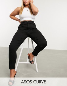 Черные джинсы скинни с завышенной талией и моделирующим эффектом ASOS DESIGN Curve Hourglass-Черный