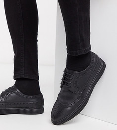Черные броги-криперы из искусственной кожи для широкой стопы ASOS DESIGN Wide Fit Vegan-Черный цвет