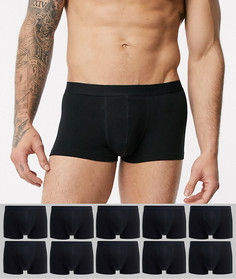 Набор из 10 коротких черных боксеров-брифов ASOS DESIGN-Черный цвет