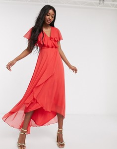 Красное платье макси с асимметричным краем ASOS DESIGN-Красный
