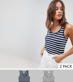 2 майки в полоску из органического хлопка Mamalicious Maternity-Мульти Mama.Licious