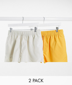 Набор из 2 коротких шорт для плавания (бежевые/желтые) ASOS DESIGN - Скидка-Мульти