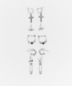 Серебристые серьги-кольца (9/12 мм) ASOS DESIGN-Серебряный