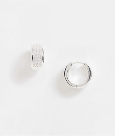 Серебристые серьги-кольца с кристаллами ASOS DESIGN-Серебряный
