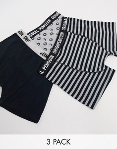 Набор из 3 черных/серых боксеров Original Penguin-Черный