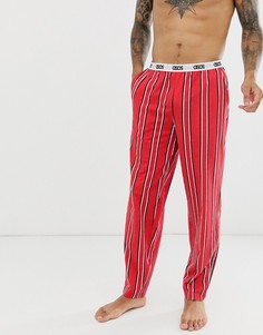 Красные пижамные штаны в полоску с логотипом на поясе ASOS DESIGN-Красный
