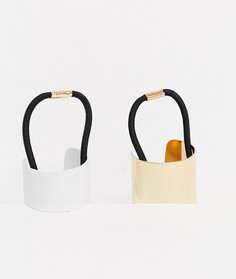 Набор из 2 резинок для волос золотистого и белого цвета ASOS DESIGN-Золотой