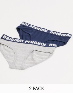 Набор из 2 трусов с логотипом на поясе (серые и темно-синие) Penguin-Мульти