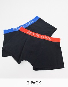 Набор из 2 черных боксеров-брифов с логотипом Brave Soul-Черный