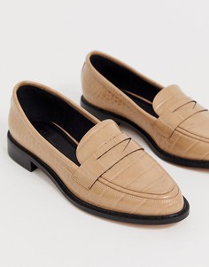 Лоферы из искусственной крокодиловой кожи ASOS DESIGN Mantra-Кремовый