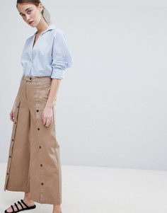Брюки с широкими штанинами ASOS DESIGN-Коричневый