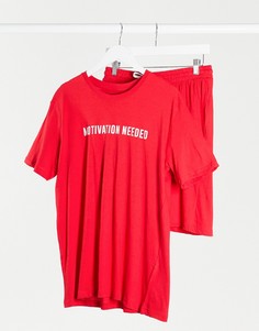 Красная пижама с надписью на футболке Brave Soul-Красный
