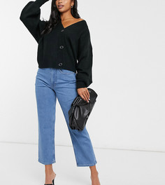 Джинсы прямого кроя с завышенной талией ASOS DESIGN Petite-Синий