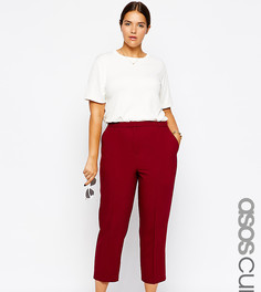 Узкие укороченные брюки ASOS CURVE-Красный