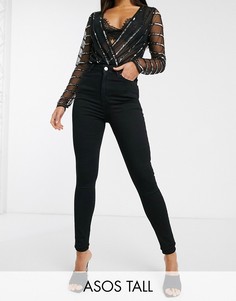 Черные моделирующие джинсы скинни Lift and Contour ASOS DESIGN Hourglass Tall-Черный