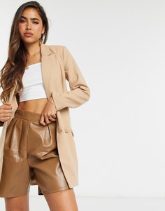 Бежевое платье-блейзер с поясом и пряжкой 4th & Reckless-Светло-коричневый