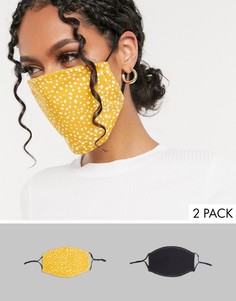 2 маски для лица (черная/коричневато-желтая в горошек) DesignB London-Мульти