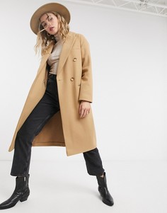 Бежевое классическое пальто Topshop-Светло-коричневый