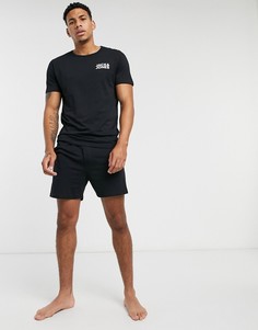 Черный комплект для дома с футболкой и шортами Jack & Jones