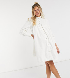 Свободное платье из денима цвета слоновой кости с воротником-оборкой ASOS DESIGN Maternity-Кремовый