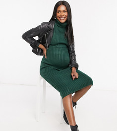 Платье миди в рубчик ASOS DESIGN Maternity-Зеленый